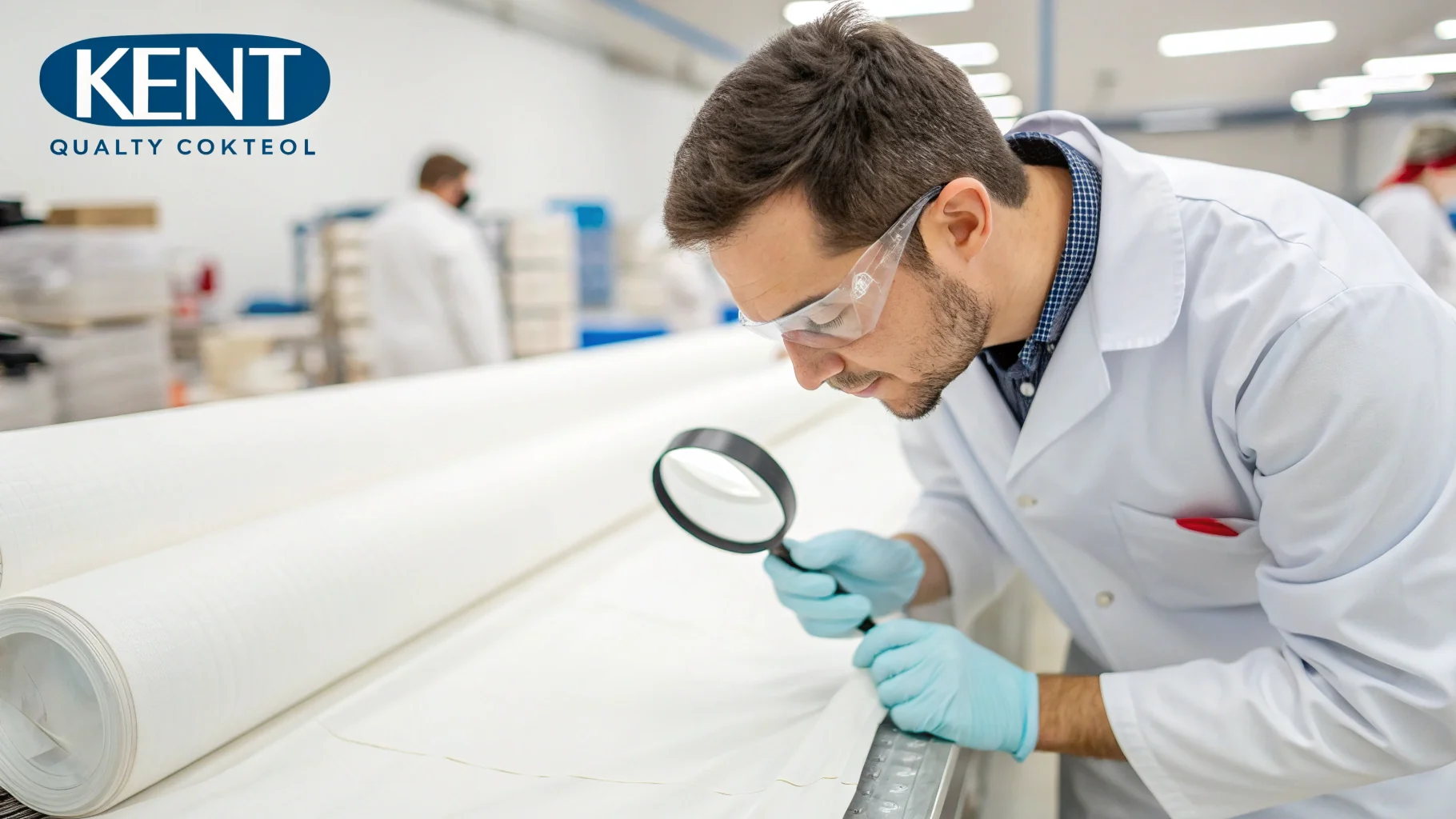 A quality control inspector examining a Kent RO membrane