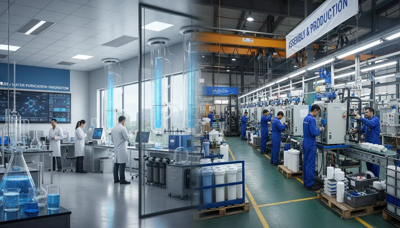 R&D vs Assembly R&D lab for water purification technology