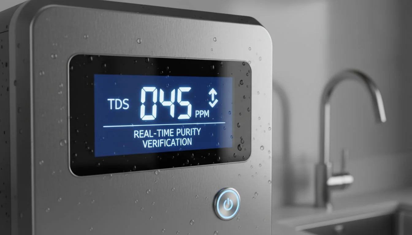 TDS sensor reading on a water purifier display