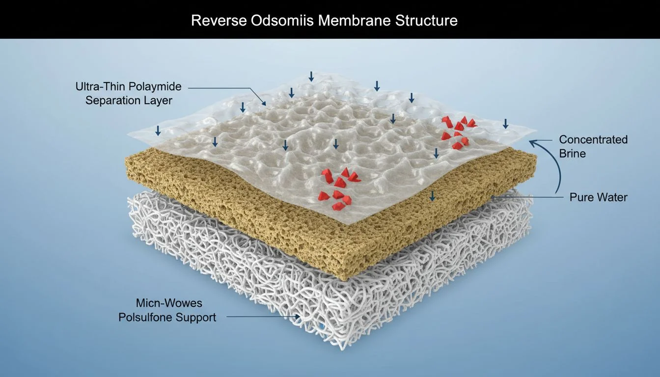 Reverse Osmosis Membrane Structure cross section of reverse osmosis membrane layers