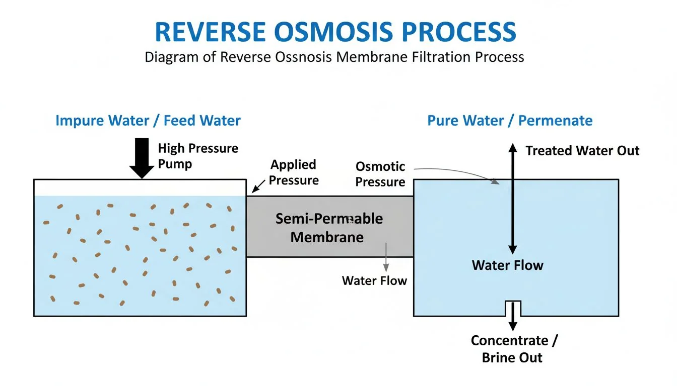 Reverse Osmosis Process diagram of reverse osmosis membrane filtration process