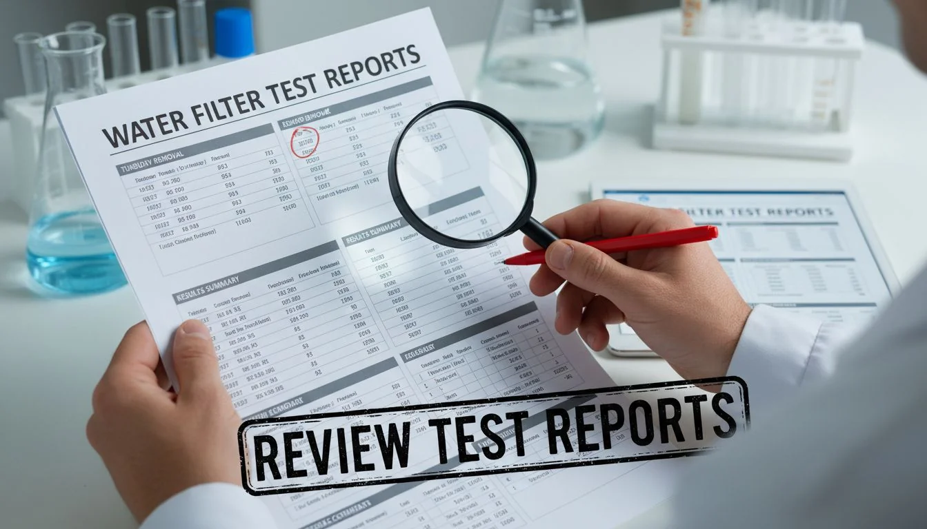 Reviewing water filter test reports