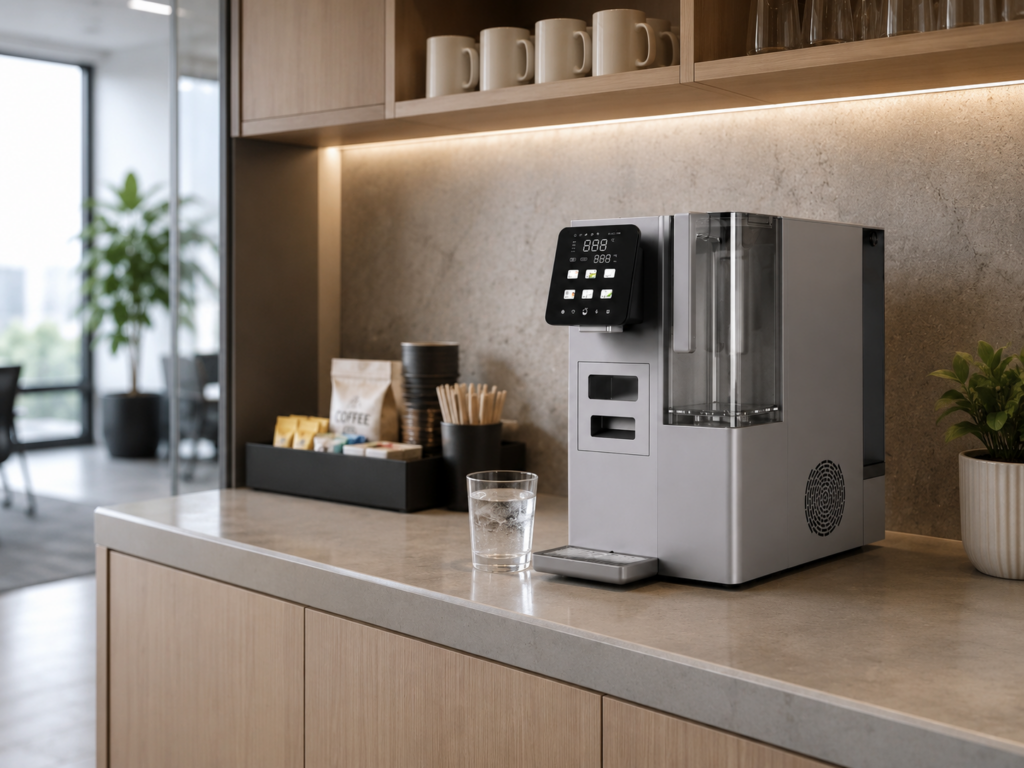 HisoAir countertop reverse osmosis water dispenser on a residential kitchen island