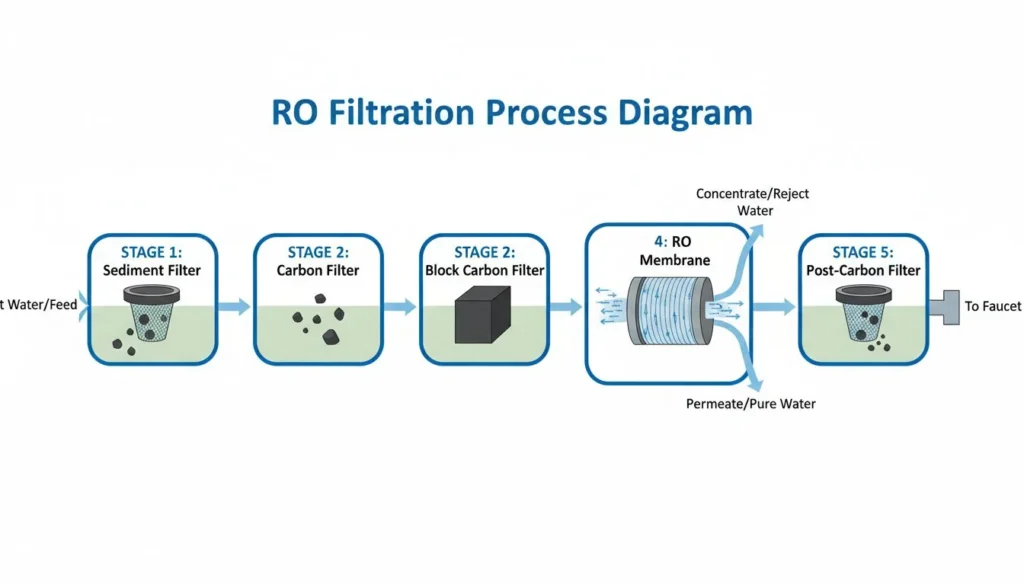 diagram of reverse osmosis filtration stages