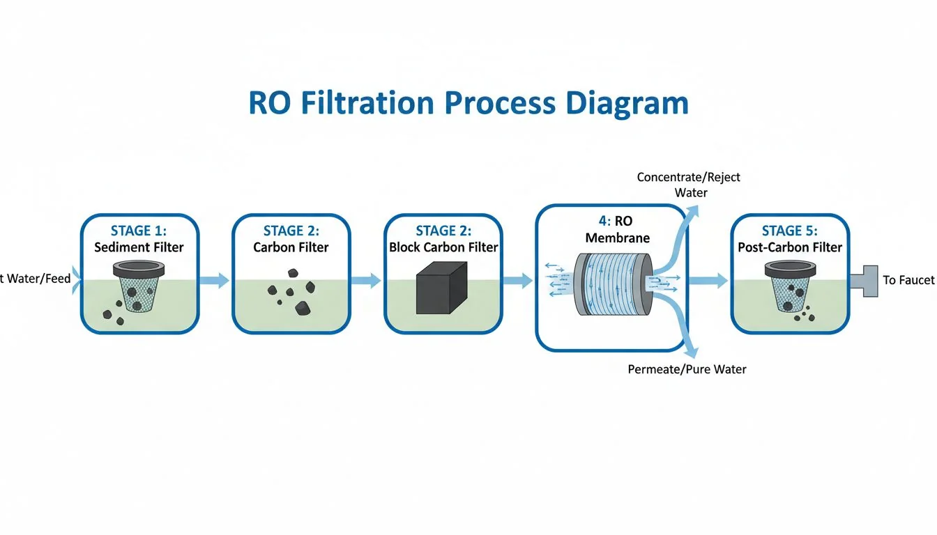 RO Filtration Process Diagram diagram of reverse osmosis filtration stages