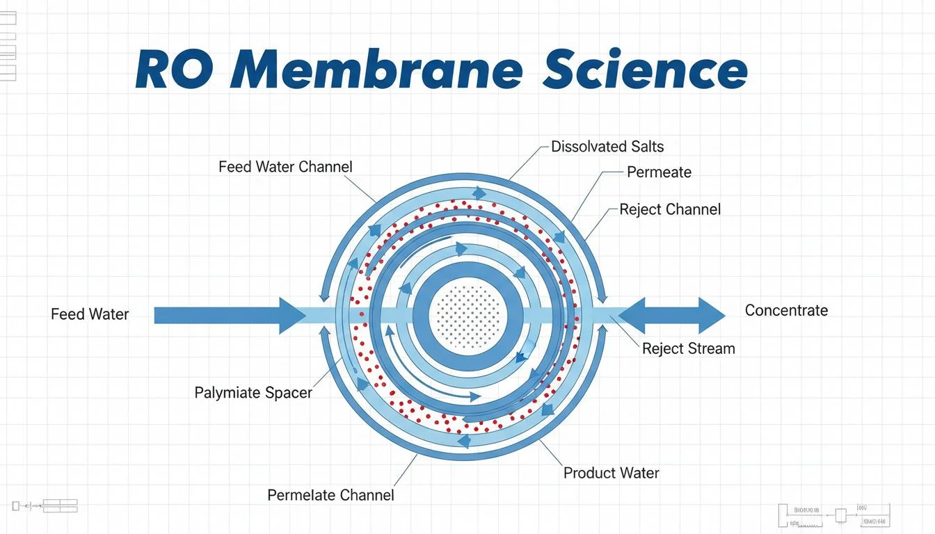 Cross section of RO membrane showing cross flow