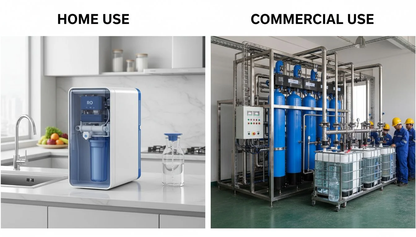 RO water purifier for home vs commercial use