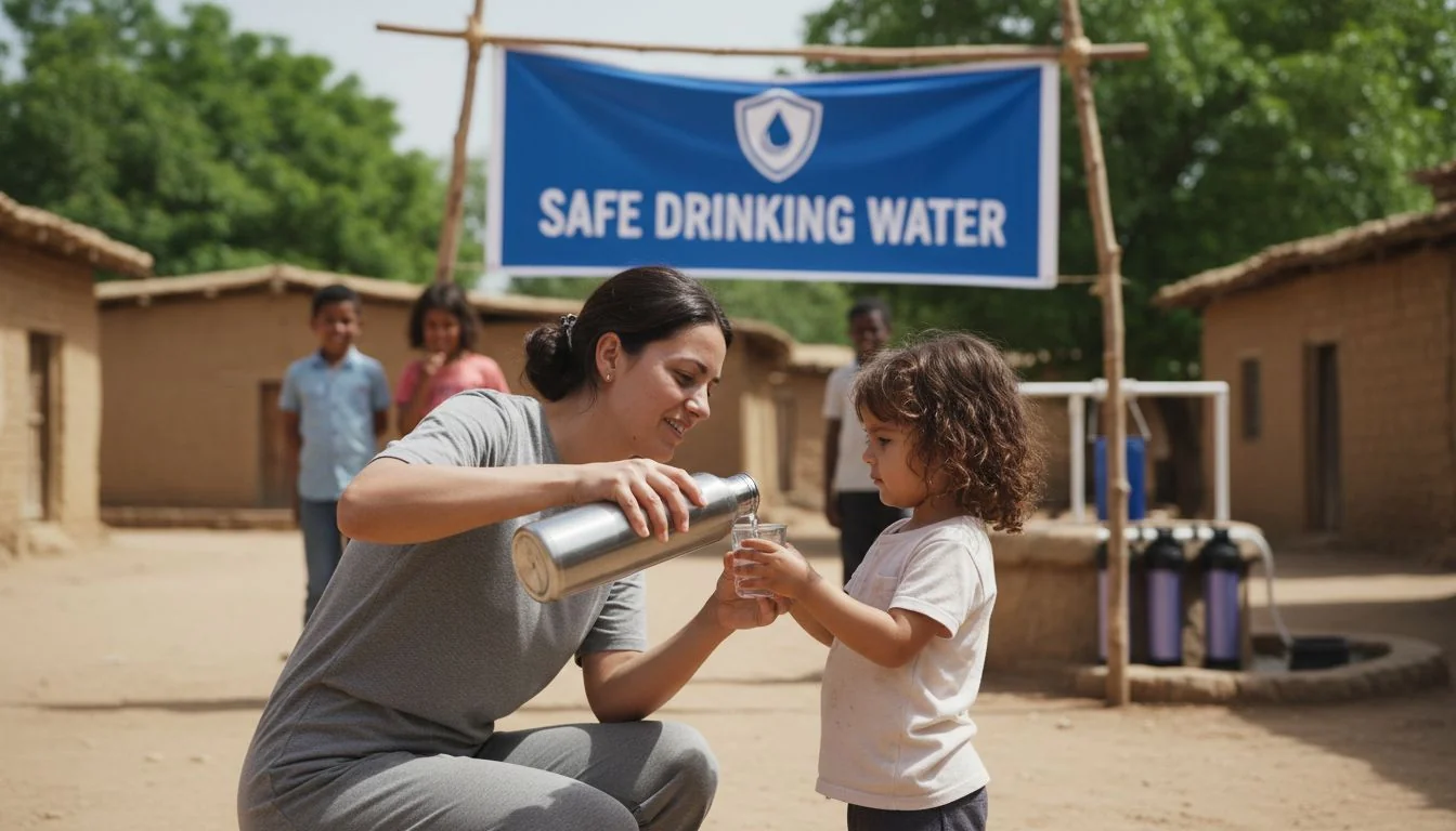 Safe Drinking Water mother giving water to a child