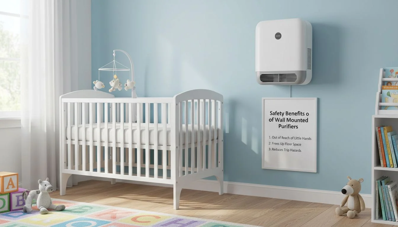 wall mounted air purifier in a nursery