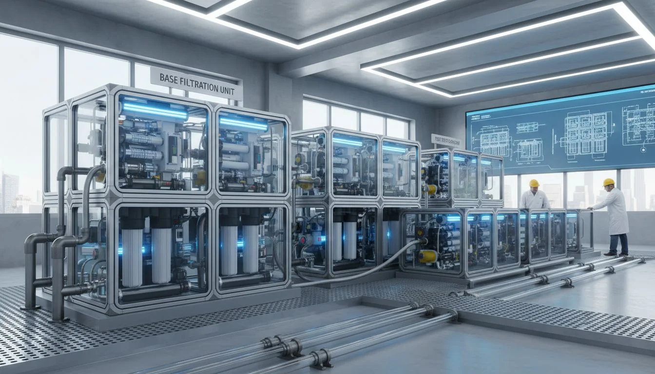 Scalable modular water filtration units