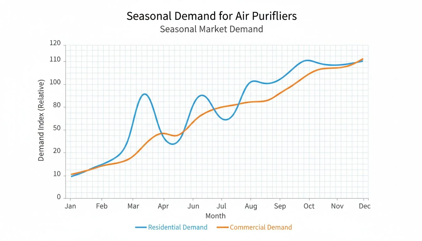 graph showing seasonal demand for air purifiers