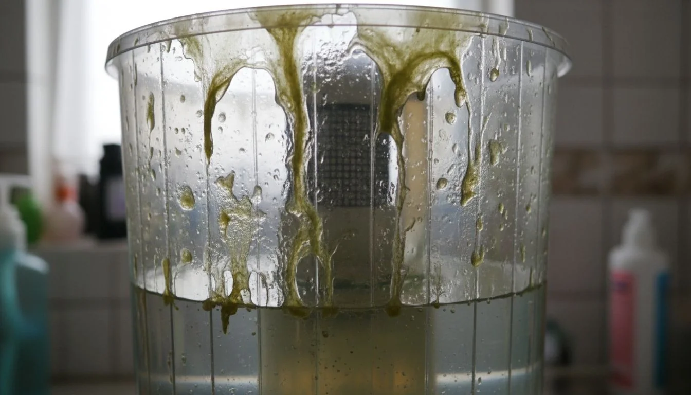 Slime in Plastic Humidifier Close-up of slimy build-up inside a plastic humidifier tank