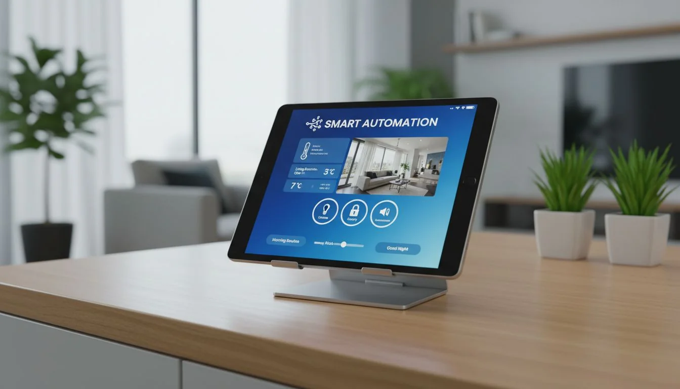 smart home interface on tablet