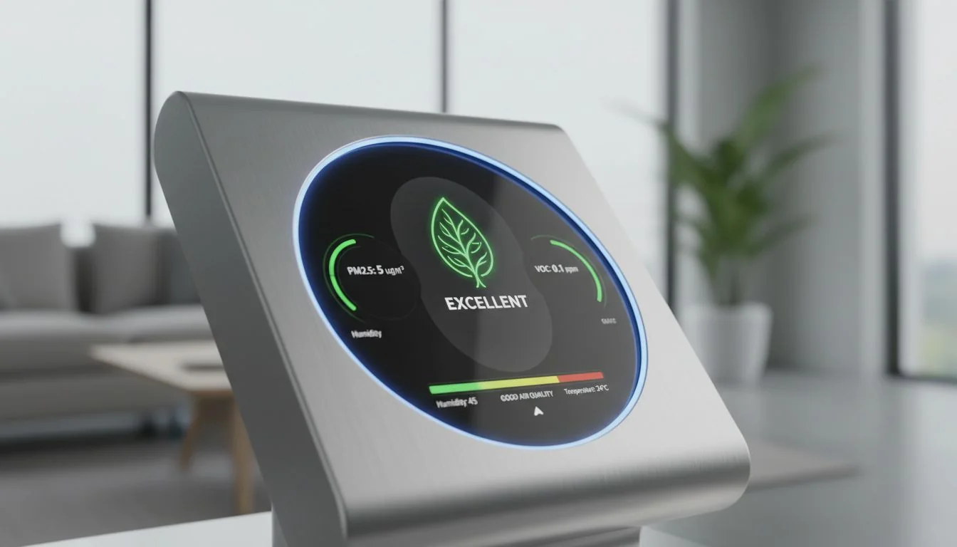 smart sensor interface showing air quality levels