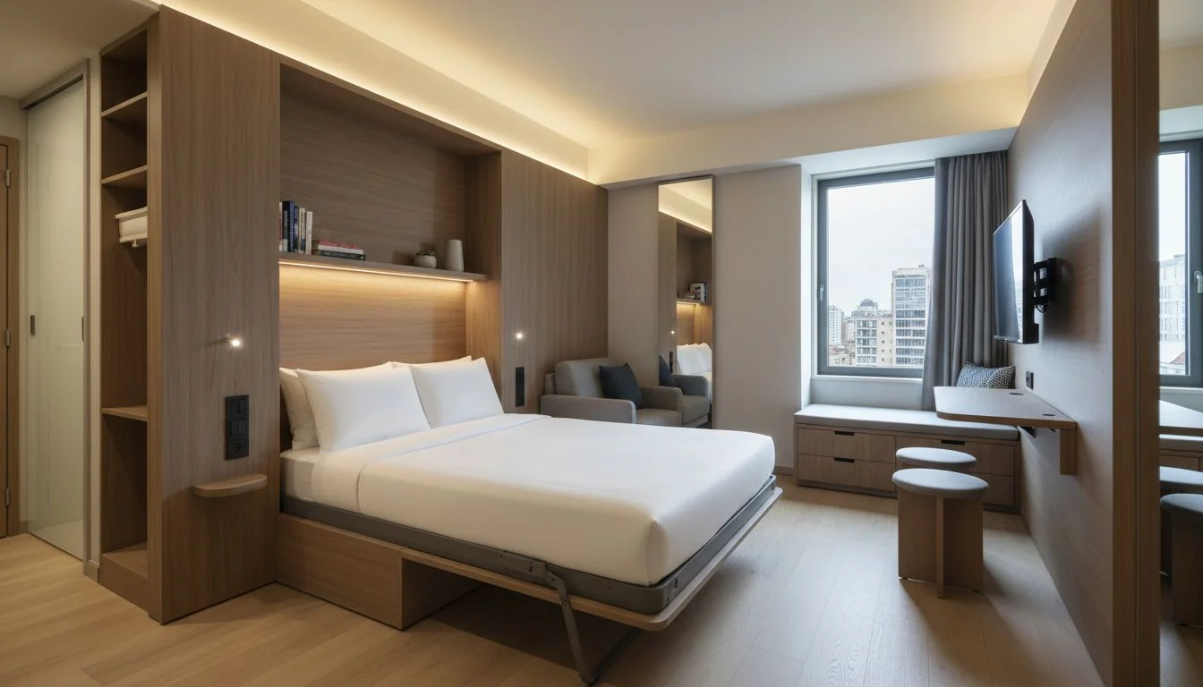 Space Saving Design compact hotel room design