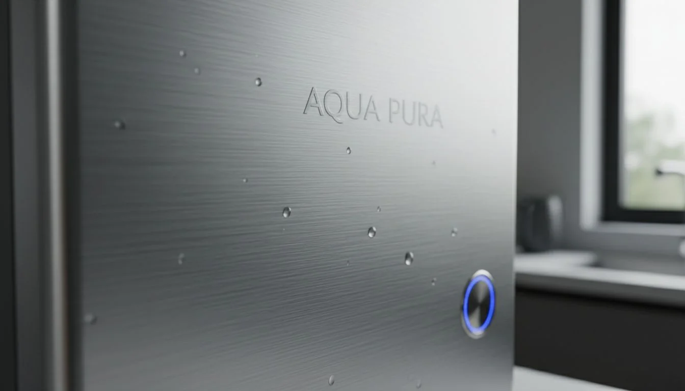 Stainless Steel Material Detail close up of stainless steel texture on water purifier