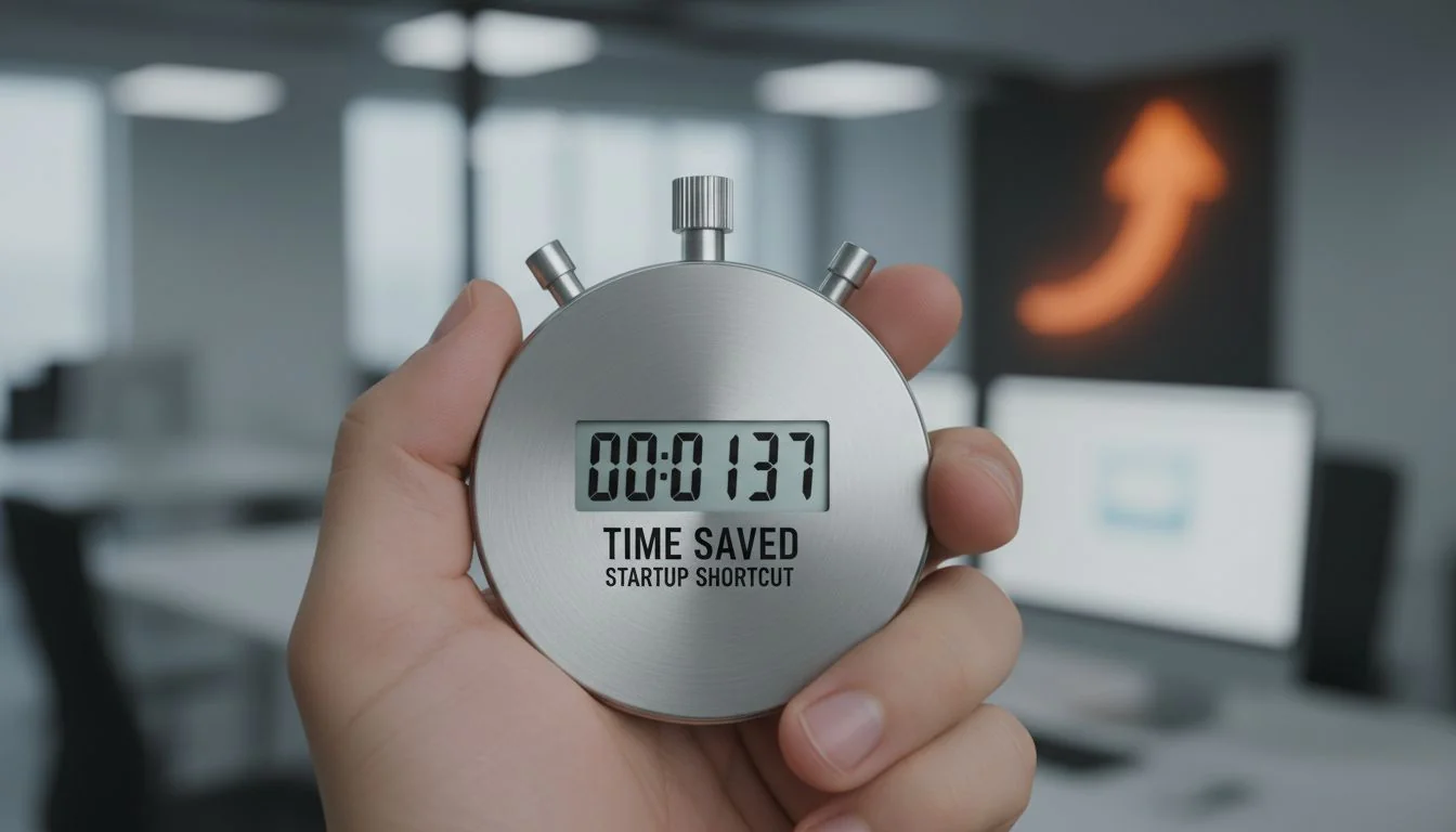 Stopwatch showing time saved