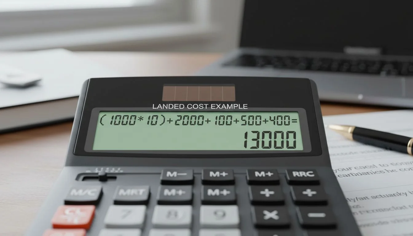 A calculator screen displaying the final calculation: (1000*10)+2000+100+500+400 = 13000.