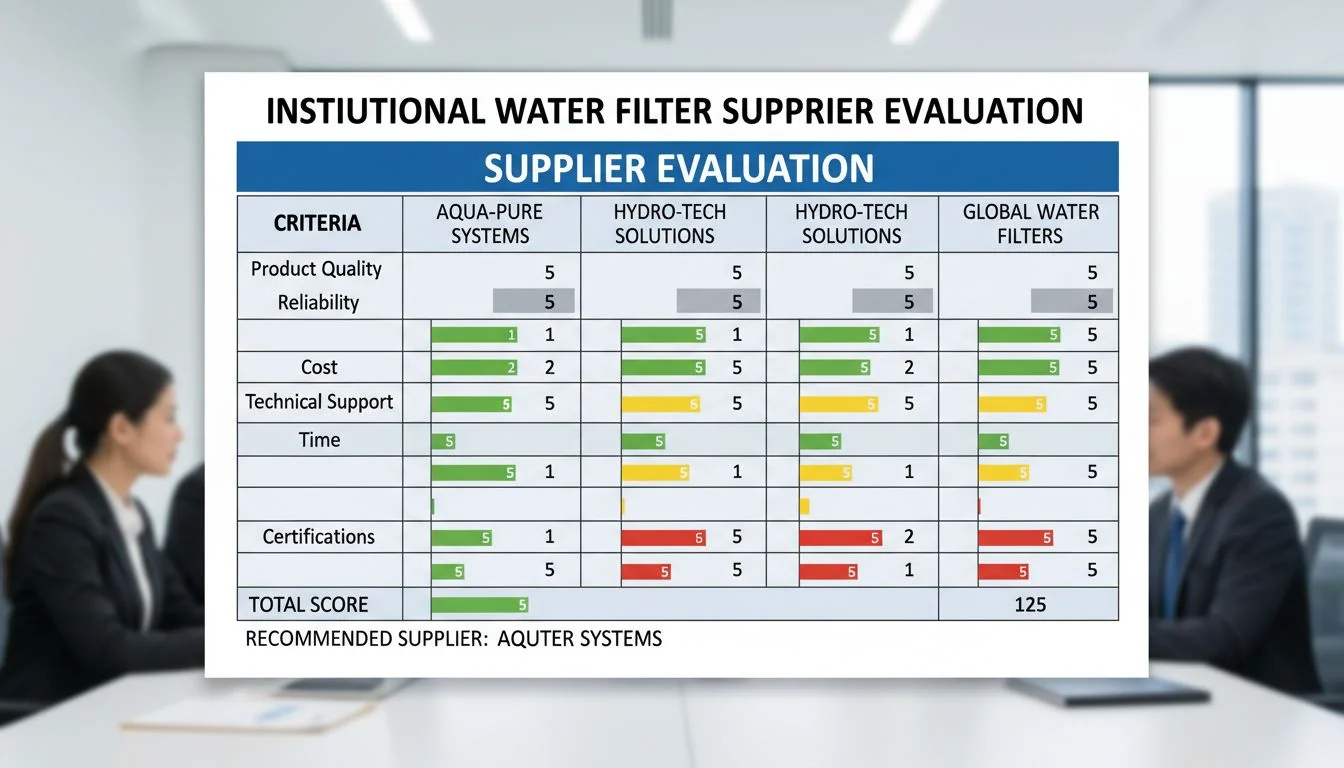 Supplier Evaluation Institutional water filter supplier evaluation