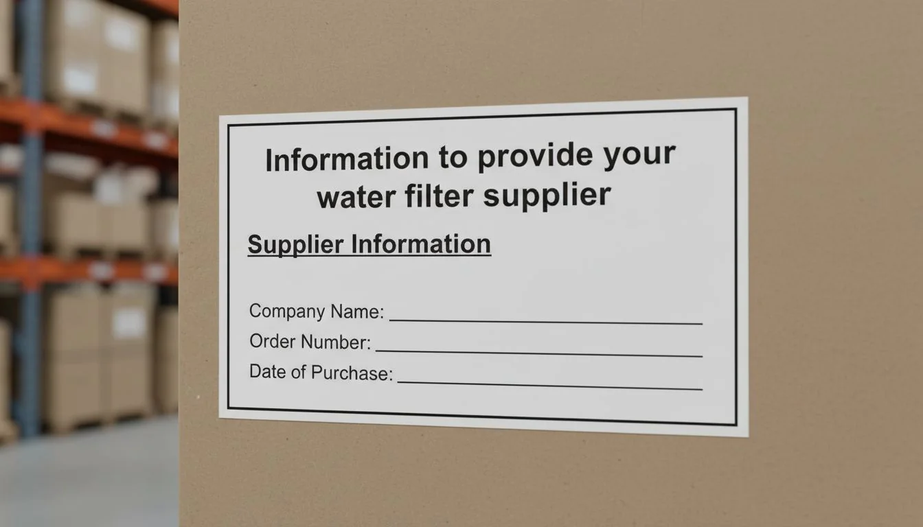Information to provide your water filter supplier