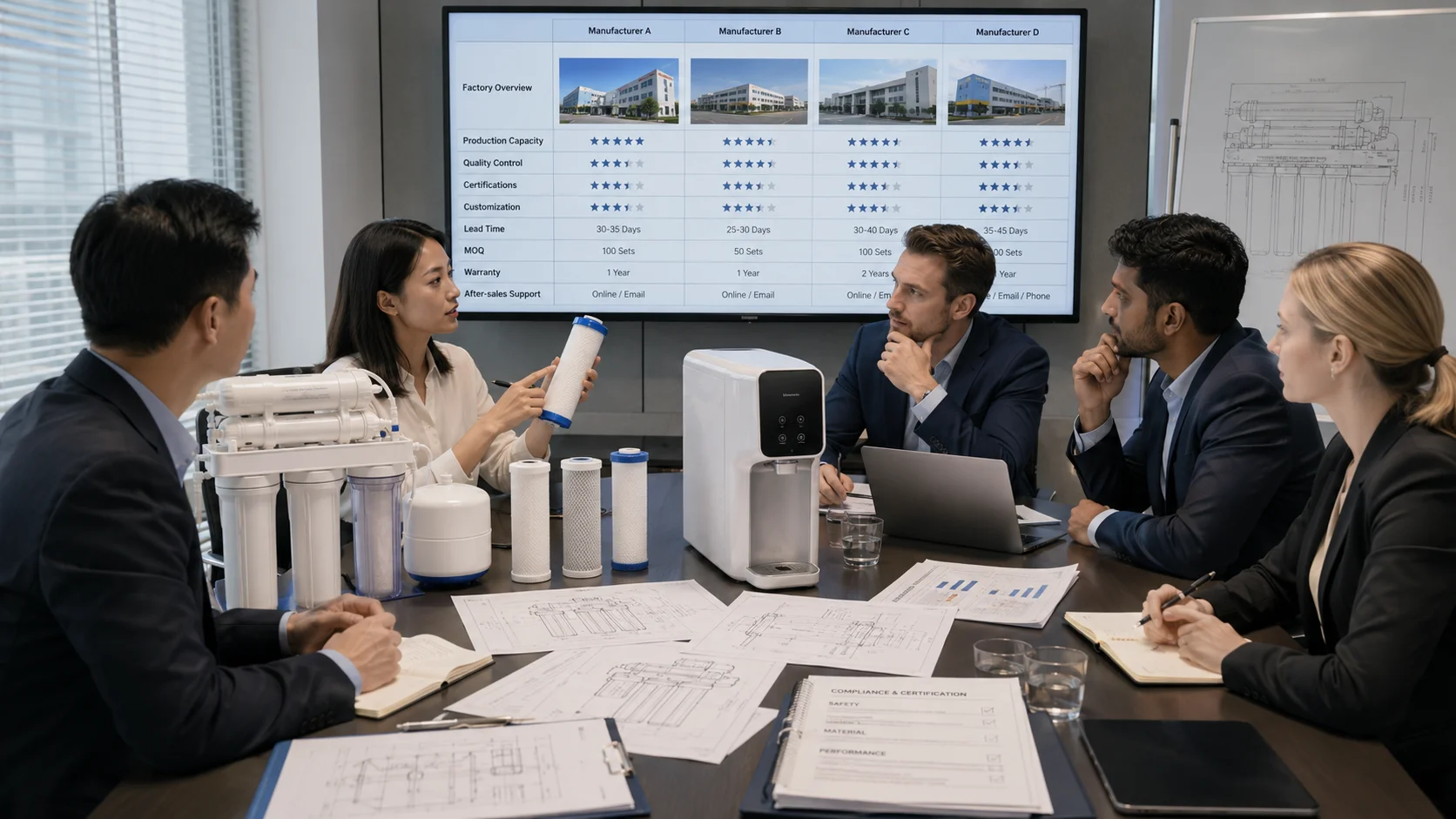 B2B buyers comparing OEM water purifier manufacturers in China