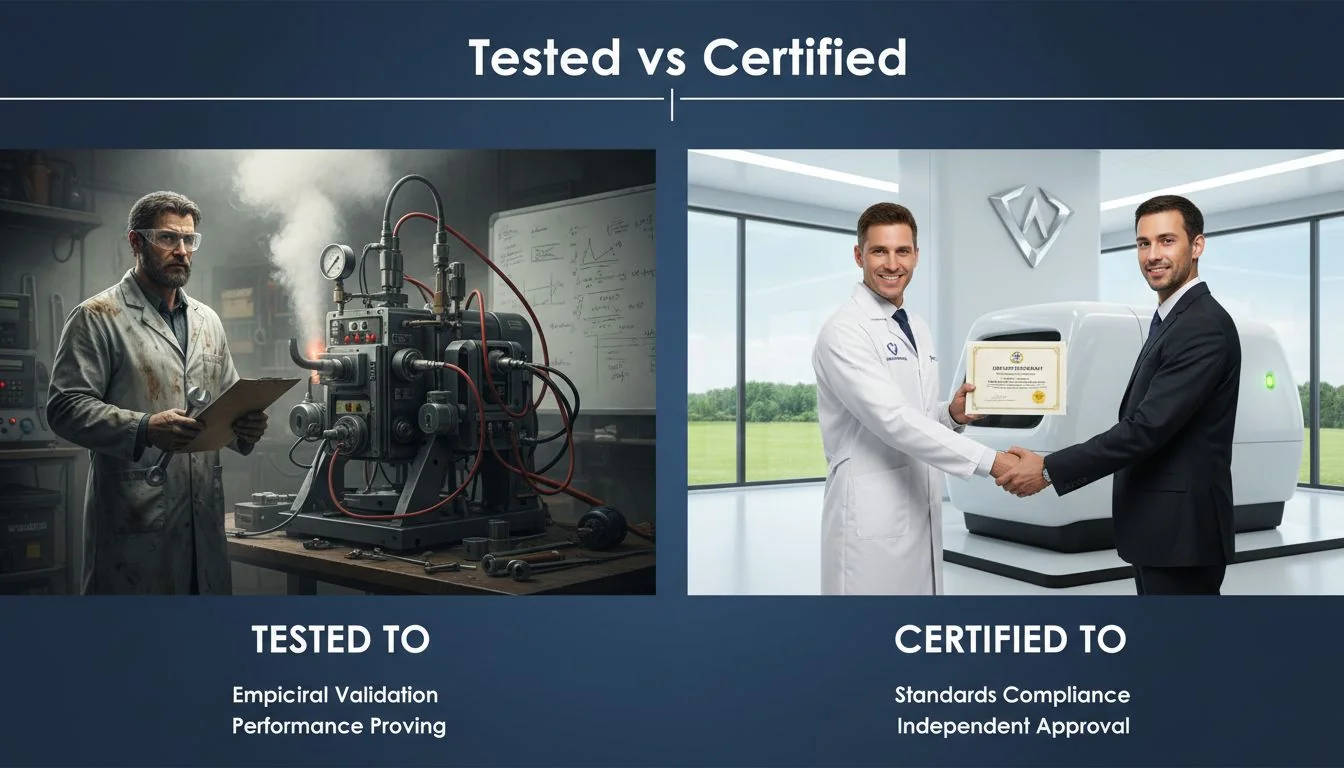 tested to vs certified to claims