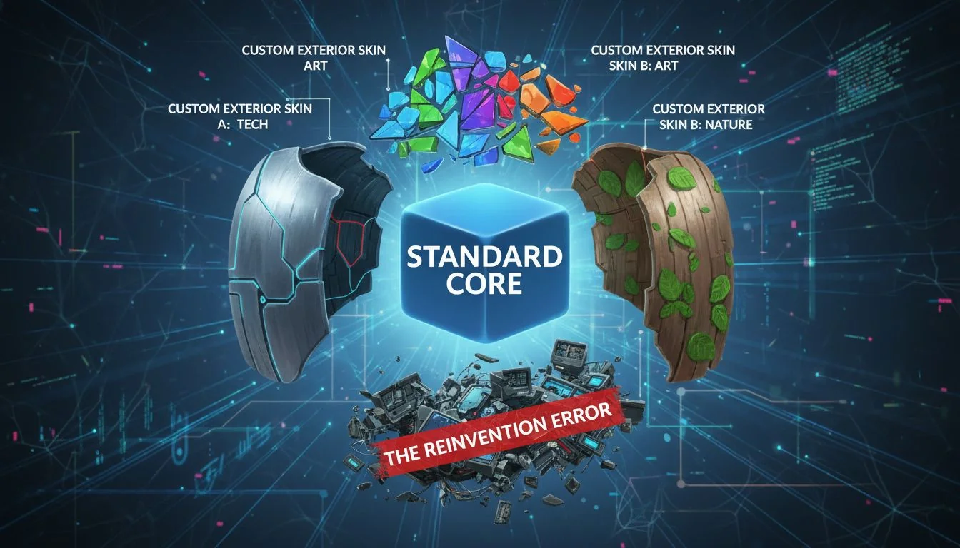 Illustration of a platform approach: standard core with custom exterior skins