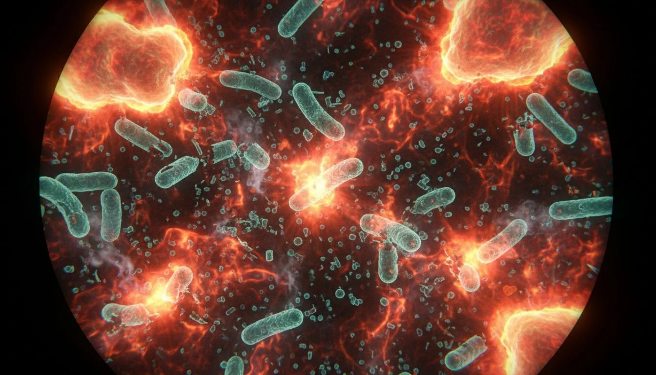 thermal inactivation of pathogens microscopic view of bacteria being destroyed by heat