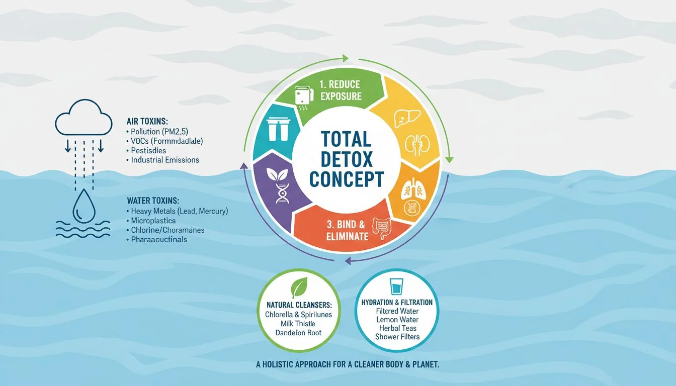 Infographic showing toxins in air and water