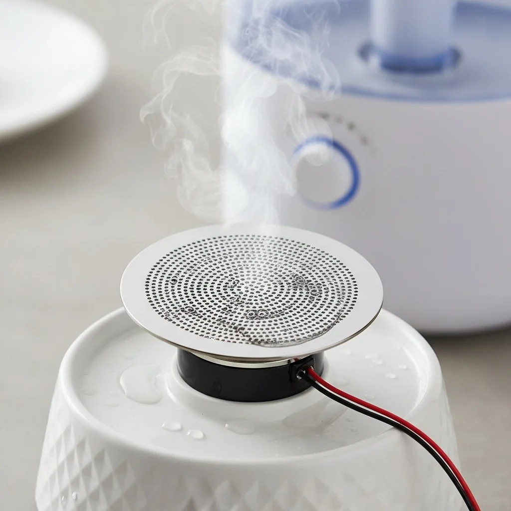 Close-up of an ultrasonic nebulizer plate for a humidifier