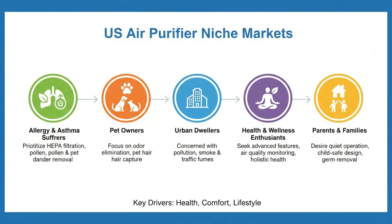 An infographic showing different US consumer segments for air purifiers.