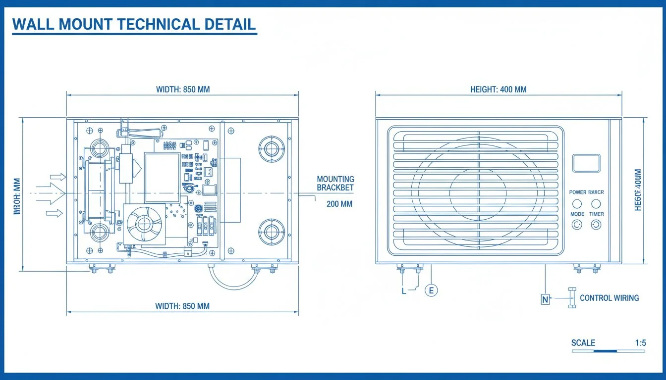 Wall Mount Technical Detail wall mounted unit technical drawing