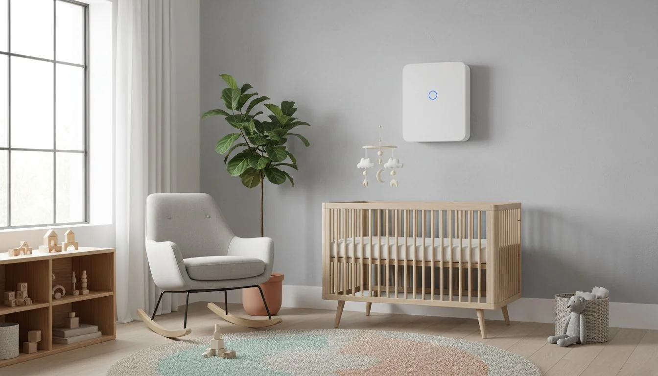 Wall Mounted Unit in Nursery Wall mounted air purifier in a modern nursery