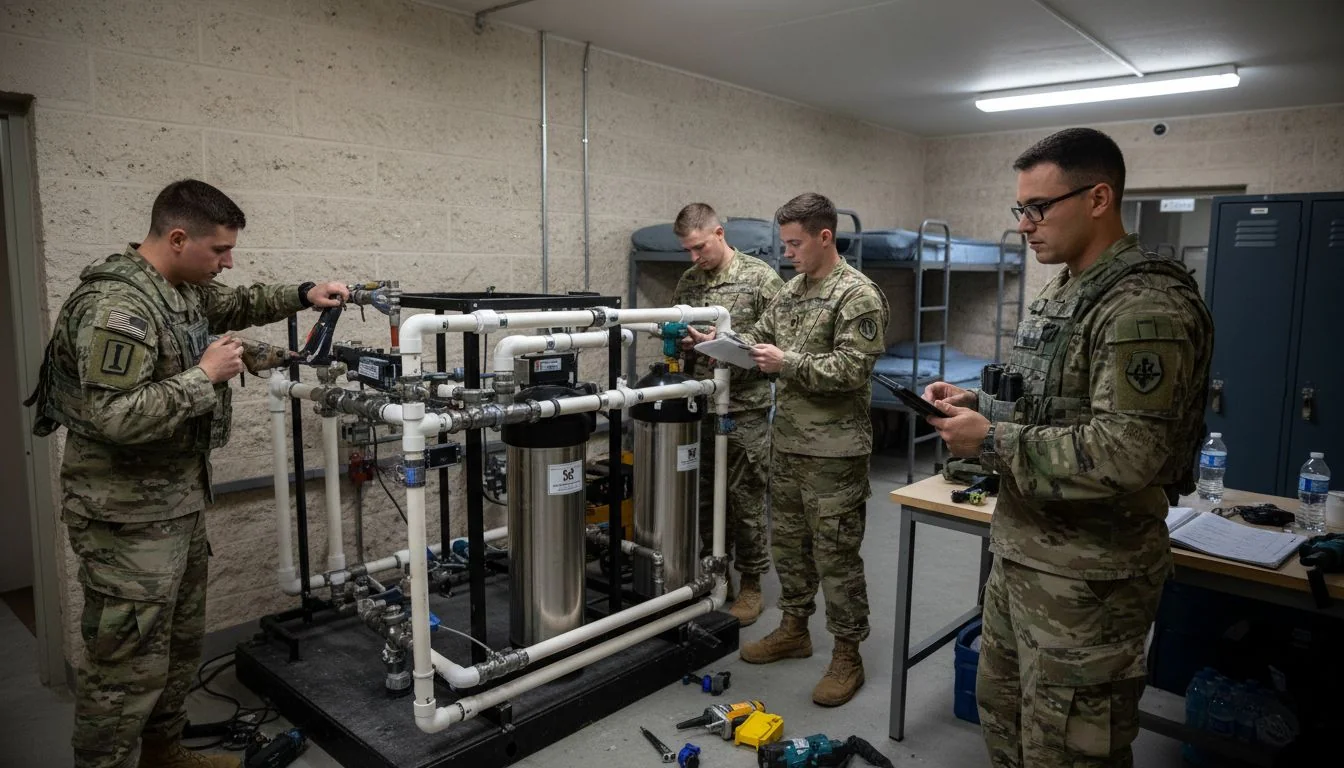water filter installation occupied military barracks