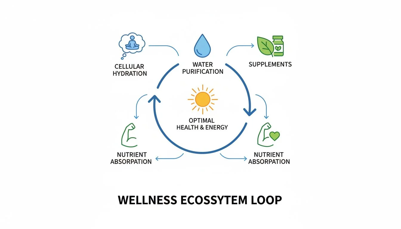 diagram showing the wellness loop connecting supplements and water purification