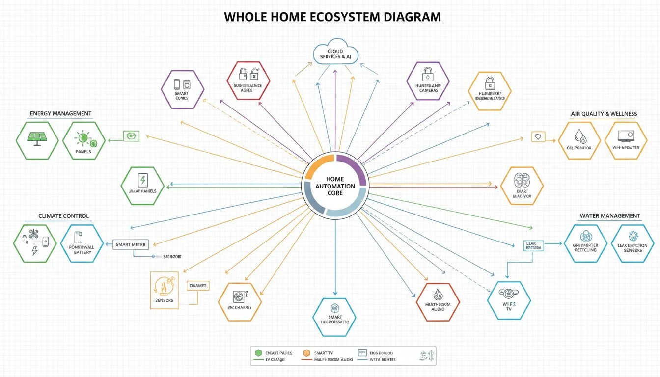 Whole Home Ecosystem diagram of a whole home ecosystem with multiple unit types