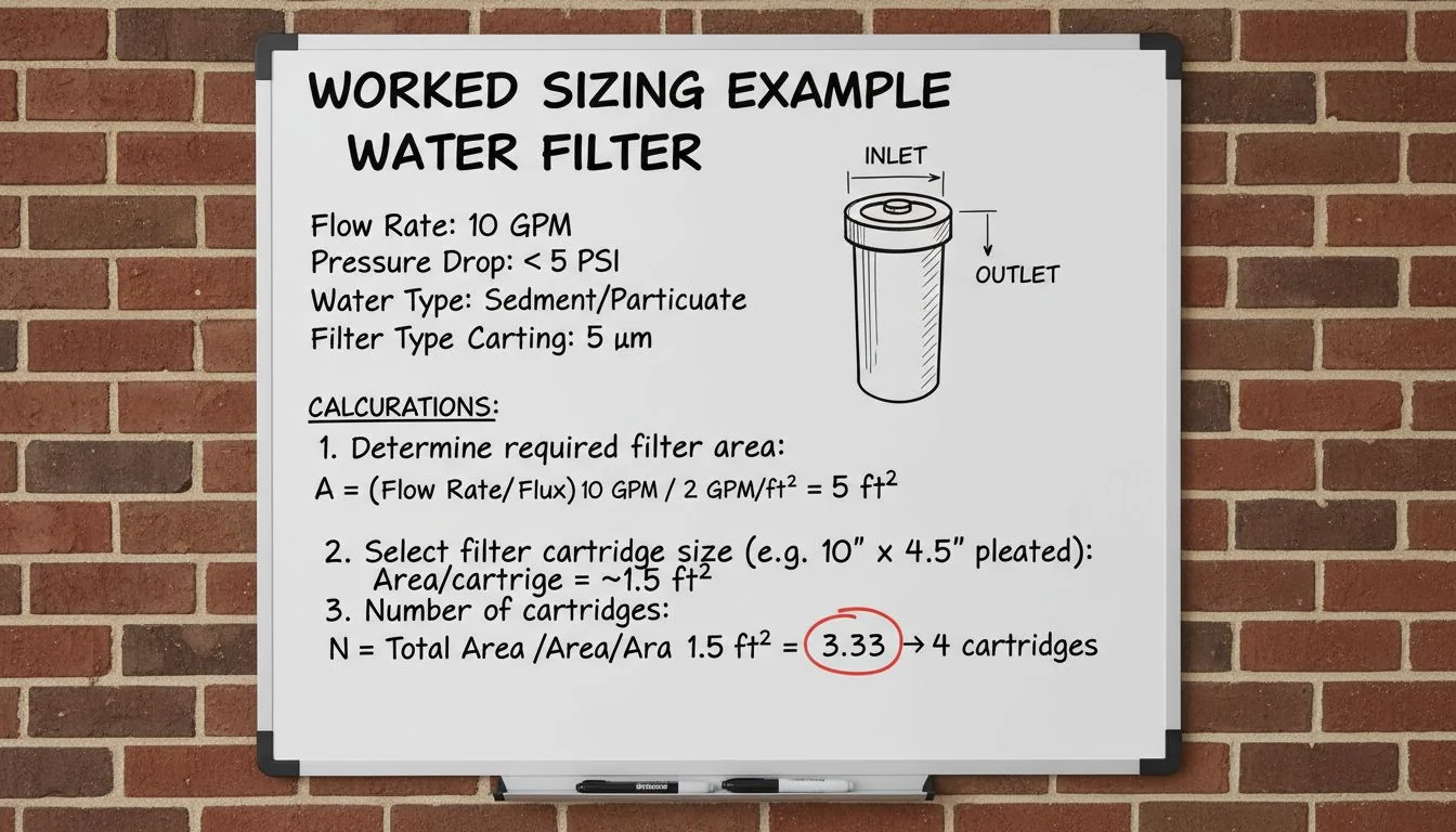 worked sizing example water filter