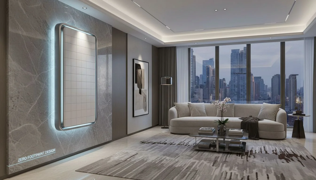 luxury apartment with wall mounted purifier saving space