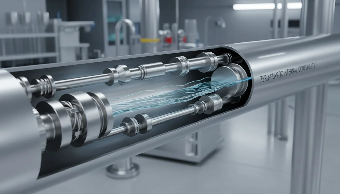 internal view of stainless steel water tubing